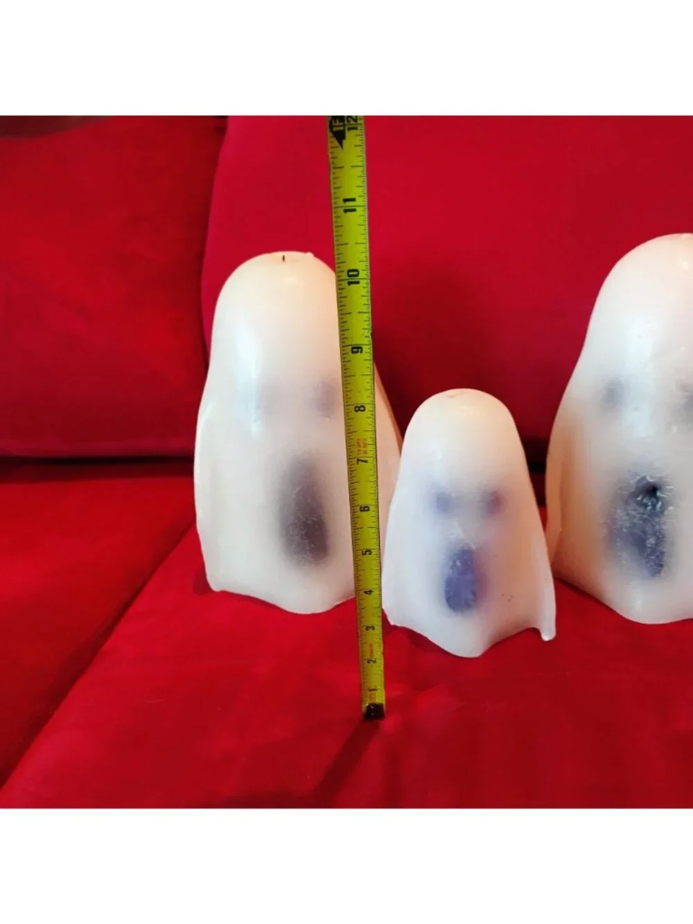 Set Of 3 Pottery Barn Bougie Boo Moaning Ghost-Shaped Candles 2 Large, 1 Small